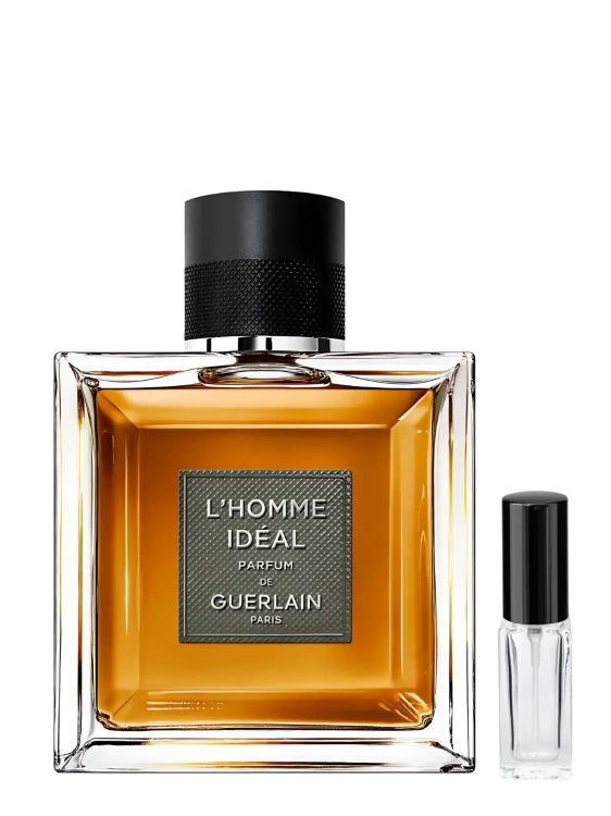 Guerlain L’Homme Idéal Parfum – odlewka męskich perfum dostępna w Perfame. Głęboki i zmysłowy zapach z nutami migdała, skóry i wanilii.