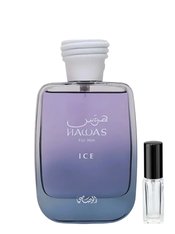 Rasasi Hawas Ice - odlewka świeżych perfum dostępna w Perfame. Mroźny, cytrusowy zapach idealny na letnie dni.