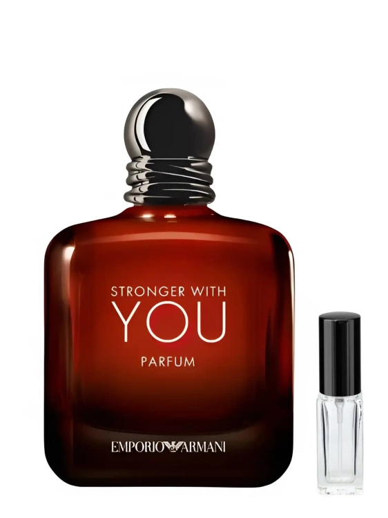 Armani Emporio Stronger With You Parfum - odlewka intensywnych męskich perfum dostępna w Perfame. Ciepły zapach z nutami kasztana, wanilii i drewna.
