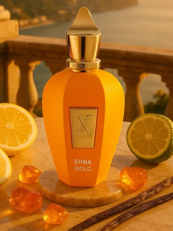 Xerjoff Erba Gold - odlewka luksusowych perfum dostępna w Perfame. Owocowo-orientalny zapach z nutami cytrusów i wanilii.