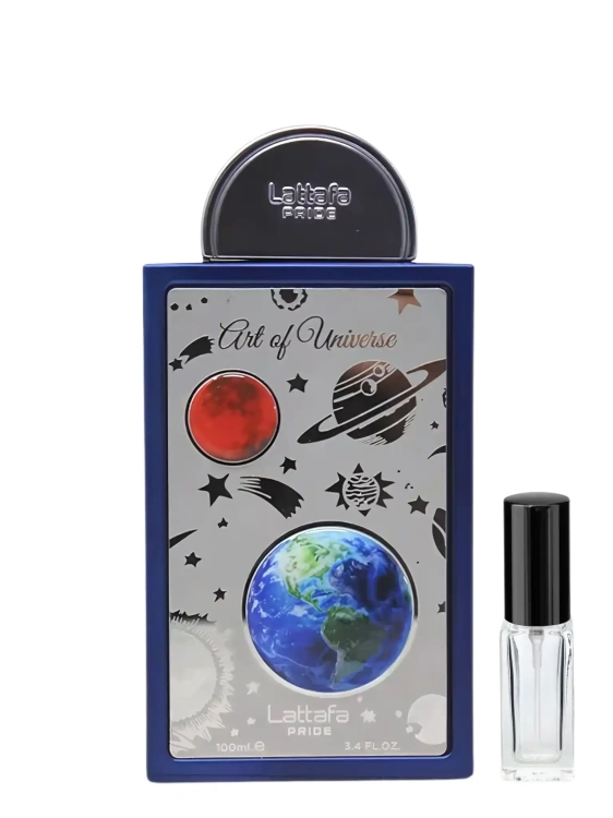 Lattafa Art of Universe - odlewka orientalnych perfum dostępna w Perfame. Ciepły, drzewny zapach z nutami oudu, ambry i przypraw