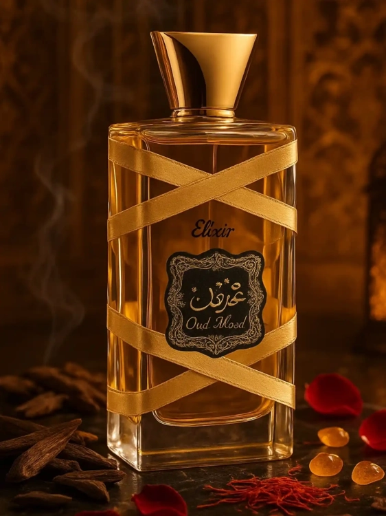 Lattafa Oud Mood Elixir - odlewka orientalnych perfum dostępna w Perfame. Zmysłowy zapach z nutami oudu, róży i przypraw.