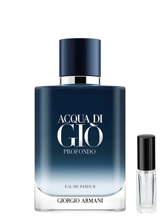 Armani Acqua di Giò Profondo - odlewka świeżych męskich perfum dostępna w Perfame. Głęboki, morski zapach z nutami cytrusów, lawendy i drzewa cedrowego.