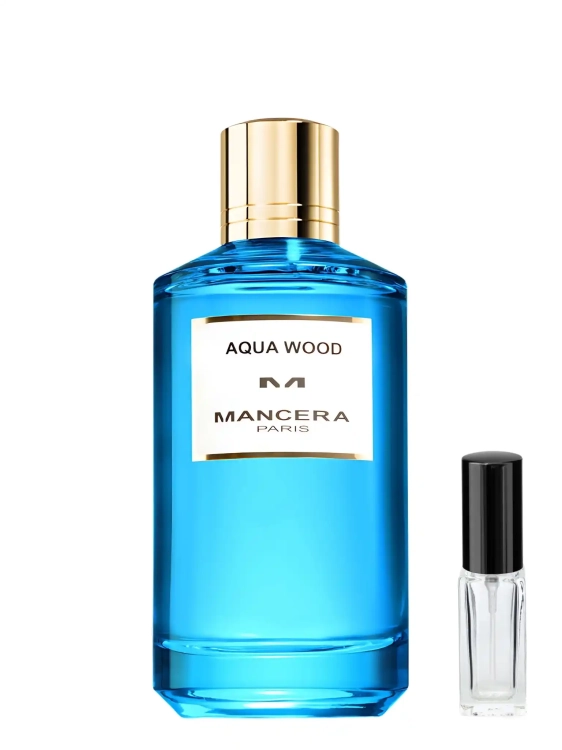 Mancera Aqua Wood - odlewka unikalnych perfum dostępna w Perfame. Świeży, drzewno-orientalny zapach z nutami cytrusów, piżma i bursztynu.