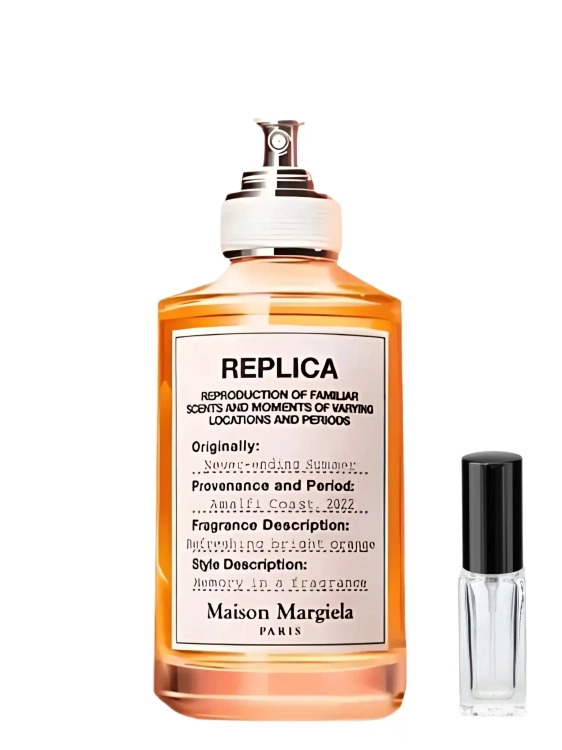 Maison Margiela Never-ending Summer - odlewka świeżych perfum dostępna w Perfame. Letni zapach z nutami cytrusów, szałwii i bursztynu.