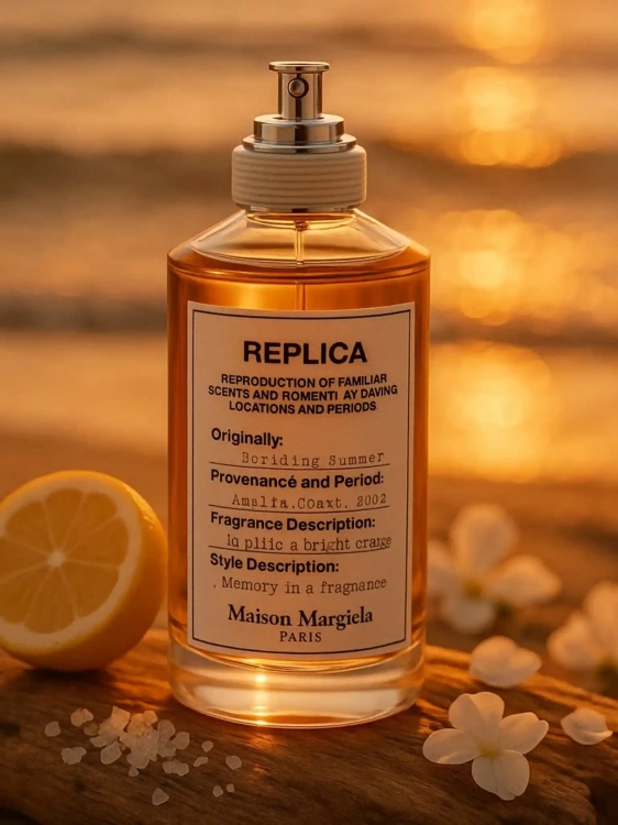 Maison Margiela Never-ending Summer - odlewka świeżych perfum dostępna w Perfame. Letni zapach z nutami cytrusów, szałwii i bursztynu.