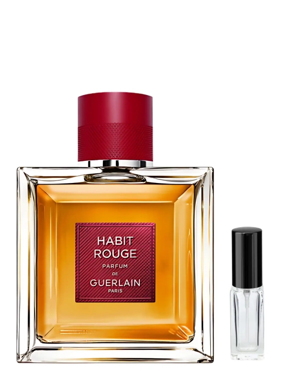 GUERLAIN Habit Rouge Parfum - odlewka klasycznych perfum dostępna w Perfame. Orientalny zapach z nutami skóry, przypraw i cytrusów.
