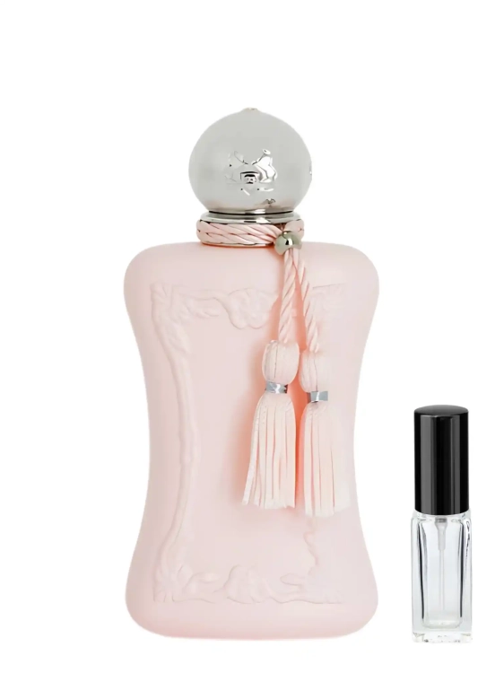 Parfums de Marly Delina - odlewka kobiecych perfum dostępna w Perfame. Elegancki, kwiatowy zapach z nutami róży, liczi i piżma.
