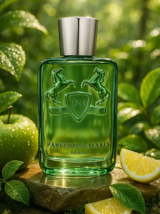 Parfums de Marly Greenley - odlewka świeżych perfum dostępna w Perfame. Energetyzujący zapach z nutami zielonego jabłka, cytrusów i dębowego mchu.