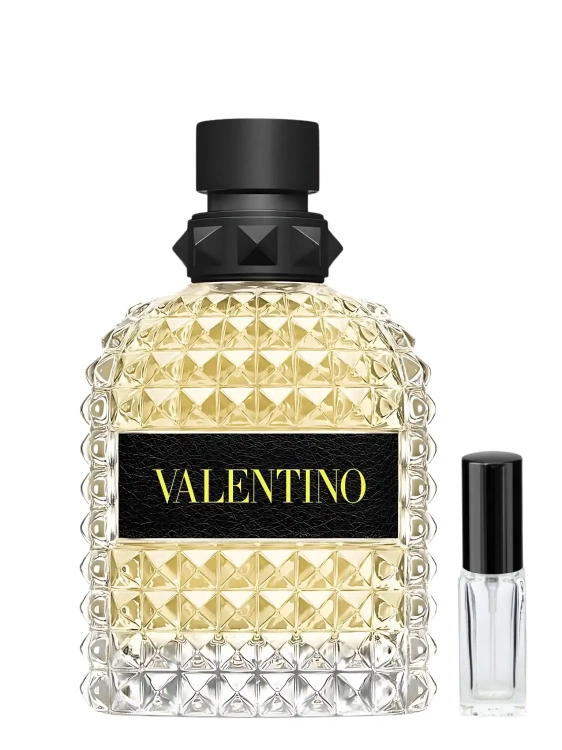Valentino Uomo Born In Roma Yellow Dream - odlewka męskich perfum dostępna w Perfame. Świeży zapach z nutami ananasa, przypraw i wanilii.