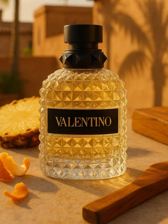 Valentino Uomo Born In Roma Yellow Dream - odlewka męskich perfum dostępna w Perfame. Świeży zapach z nutami ananasa, przypraw i wanilii.