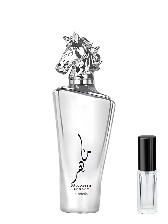 Lattafa Maahir Legacy – odlewka orientalnych perfum dostępna w Perfame. Głęboki zapach z nutami oudu, przypraw i skóry.