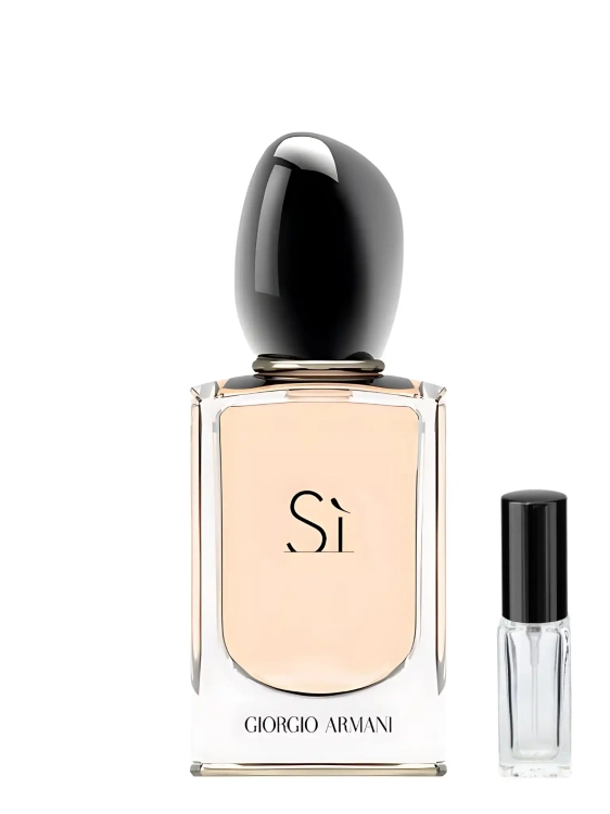 Giorgio Armani Sì – odlewka eleganckich damskich perfum dostępna w Perfame. Nuty czarnej porzeczki, róży i wanilii w szykownej kompozycji.