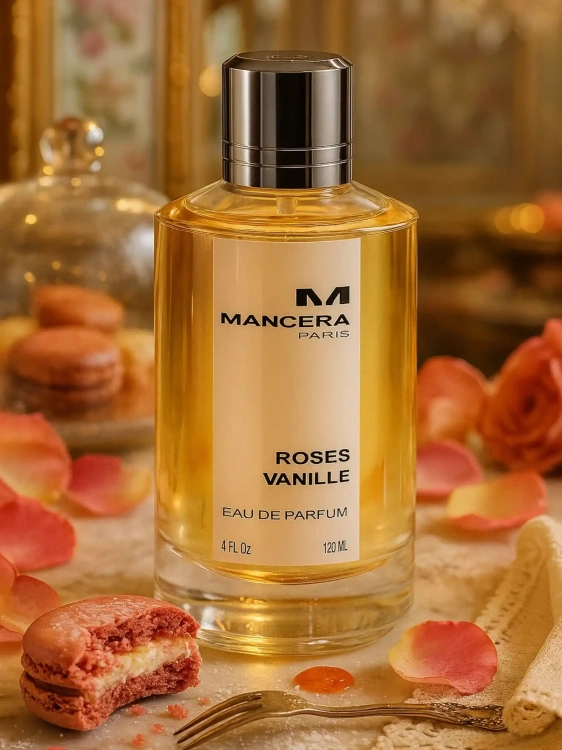 Mancera Roses Vanille – odlewka luksusowych perfum dostępna w Perfame. Aksamitna róża, wanilia i piżmo w gourmandowej kompozycji.