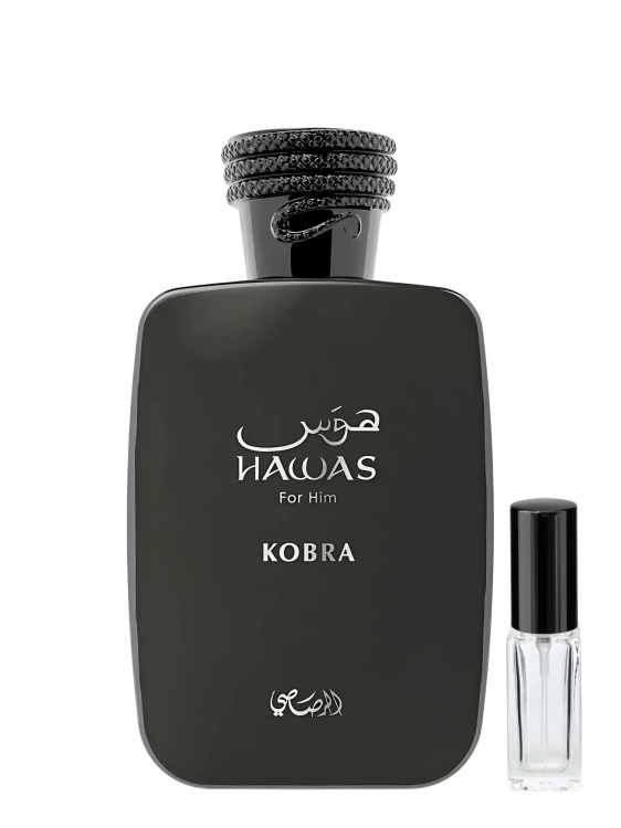 Rasasi Hawas Kobra – odlewka intensywnych perfum dostępna w Perfame. Nuty przypraw, oudu i ambry.