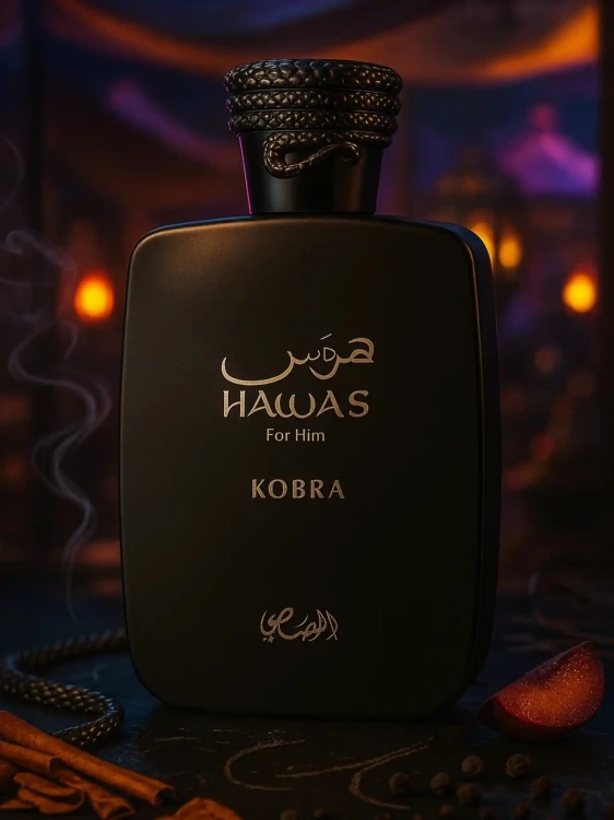 Rasasi Hawas Kobra – odlewka intensywnych perfum dostępna w Perfame. Nuty przypraw, oudu i ambry.