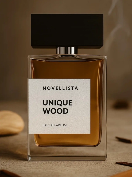Odlewka Novellista Unique Wood – drewno sandałowe, kardamon i ciepła ambra tworzą elegancki, suchy, drzewny zapach o niszowym, męskim sznycie. Dostępny w Perfame.