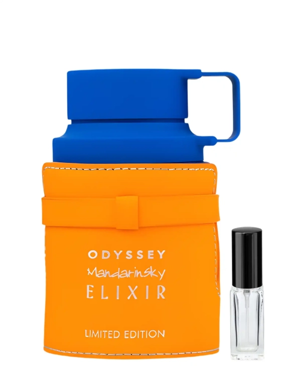 Odlewka Armaf Odyssey Mandarin Sky Elixir – soczysta mandarynka, kremowa wanilia i drzewne akcenty tworzą słodko-cytrusowy, intensywny zapach o świetlistej, nowoczesnej aurze. Dostępny w Perfame.
