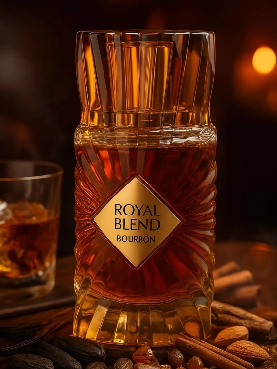 Odlewka Royal Blend Bourbon – wanilia bourbon, żywice i ciepłe drewno tworzą głęboki, otulający, orientalno-waniliowy zapach o luksusowej słodyczy. Dostępny w Perfame.