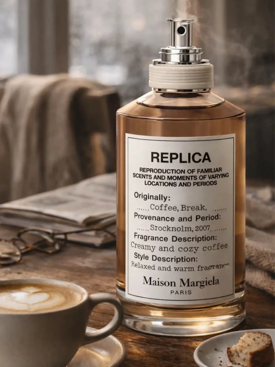 Odlewka REPLICA Coffee Break – aromatyczna kawa, lawenda i mleczna wanilia tworzą miękki, otulający zapach o relaksującym, kawiarnianym charakterze. Dostępny w Perfame.