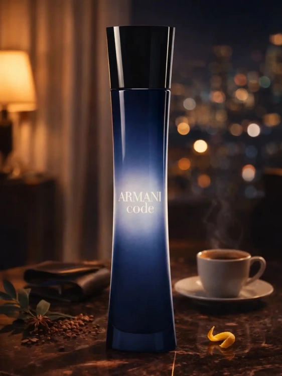 Odlewka Armani Code – fasola tonka, cytrusy i skórzane akcenty tworzą klasyczny, zmysłowy męski zapach o wieczorowej elegancji. Dostępny w Perfame.