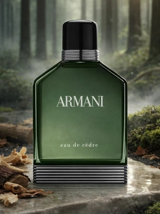 Odlewka Armani Eau de Cèdre – suchy cedr, cytrusy i aromatyczne zioła tworzą czysty, drzewno-zielony zapach o eleganckim, minimalistycznym charakterze. Dostępny w Perfame.