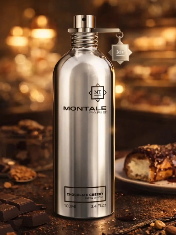 Odlewka Montale Chocolate Greedy – kakao, wanilia i suszone owoce tworzą intensywny, deserowy zapach o czysto gourmandowym charakterze. Dostępny w Perfame.
