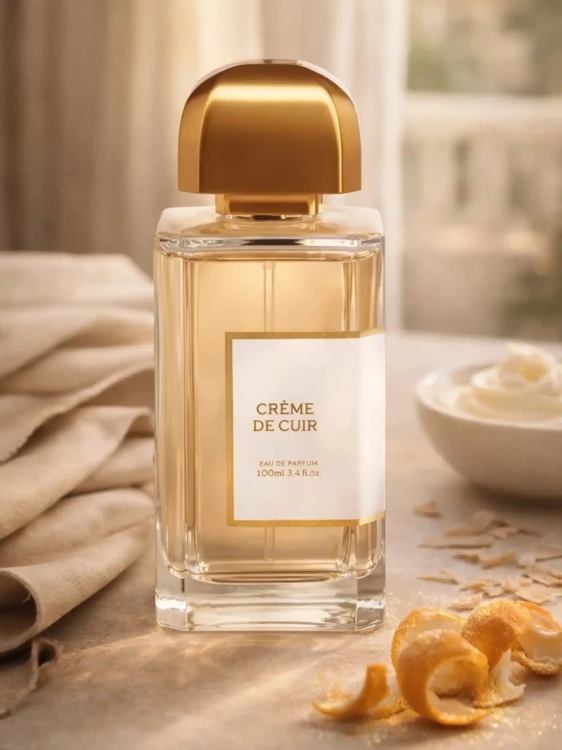 Odlewka Crème de Cuir – miękka skóra, ananas i waniliowe ciepło tworzą elegancki, kremowo-skórzany zapach o niszowym charakterze. Dostępny w Perfame.