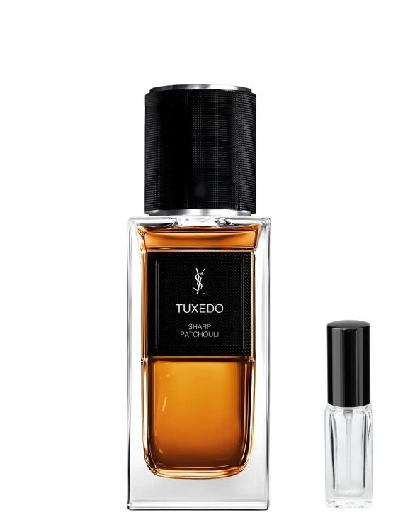 Odlewka YSL Tuxedo – paczula, czarny pieprz i ambra tworzą elegancki, wieczorowy zapach o perfekcyjnie skrojonej męskiej aurze. Dostępny w Perfame.