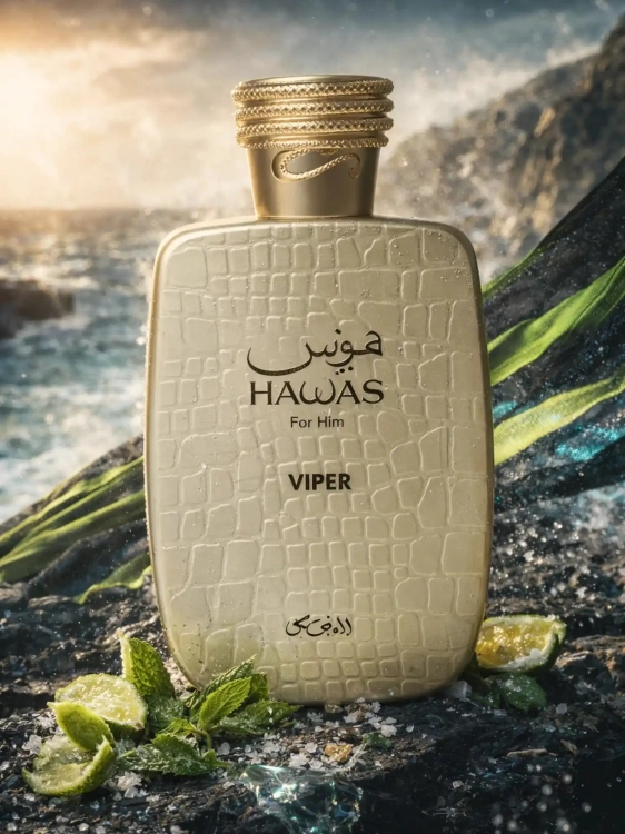 Odlewka Rasasi Hawas Viper – cytrusy, aromatyczne przyprawy i ambrowa baza tworzą świeży, dynamiczny zapach o sportowej energii. Dostępny w Perfame.