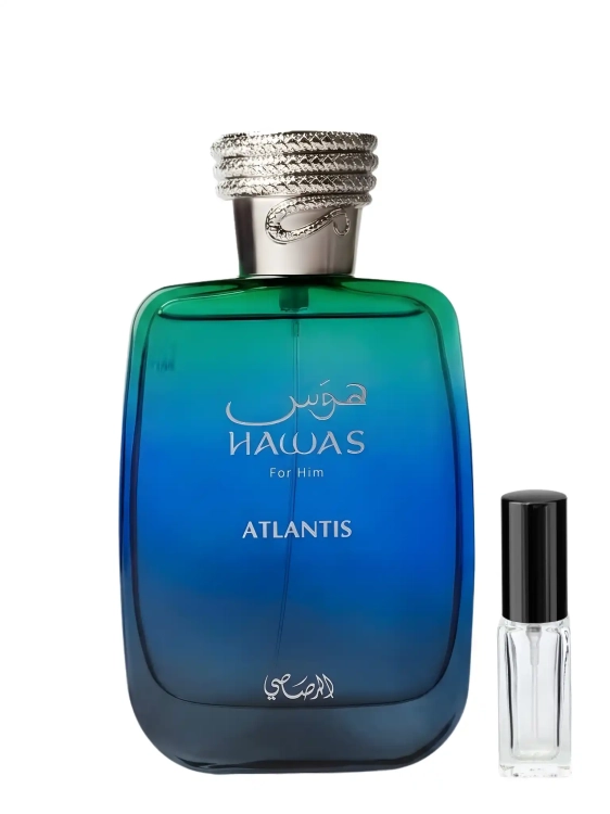 Odlewka Rasasi Hawas Atlantis – nuty morskie, cytrusy i ambra tworzą intensywnie świeży, wodny zapach o letniej aurze. Dostępny w Perfame.