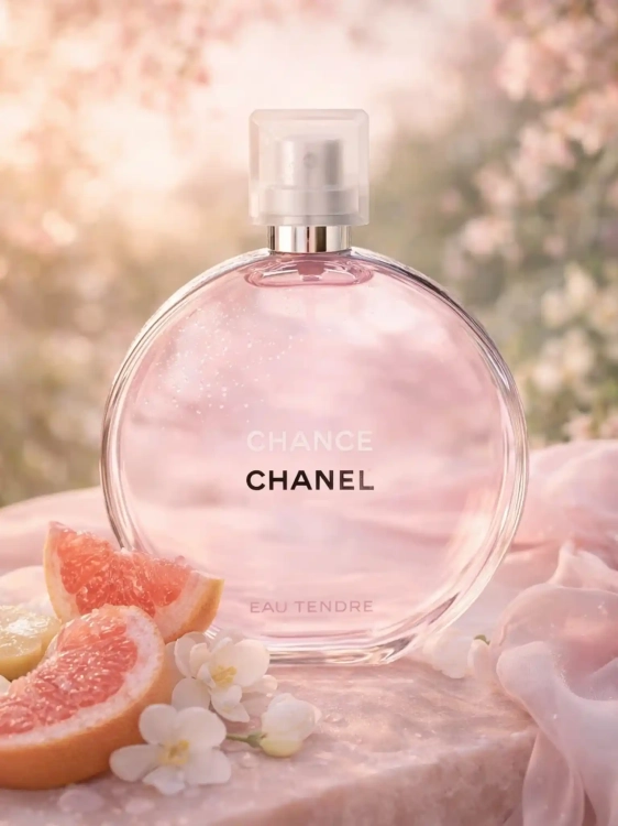 Odlewka Chanel Chance Eau Tendre – grejpfrut, pigwa i kwiaty tworzą lekki, romantyczny zapach o dziewczęcej świeżości. Dostępny w Perfame.