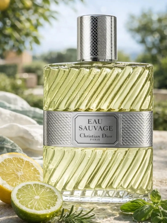 Odlewka Dior Eau Sauvage EDT – cytryna, zioła i wetiweria tworzą klasyczny, świeży zapach o ponadczasowej elegancji. Dostępny w Perfame.