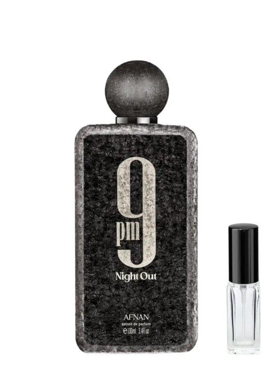 Odlewka Afnan 9 PM Night Out – wanilia, owoce i ambra tworzą słodki, klubowy zapach idealny na nocne wyjścia. Dostępny w Perfame.