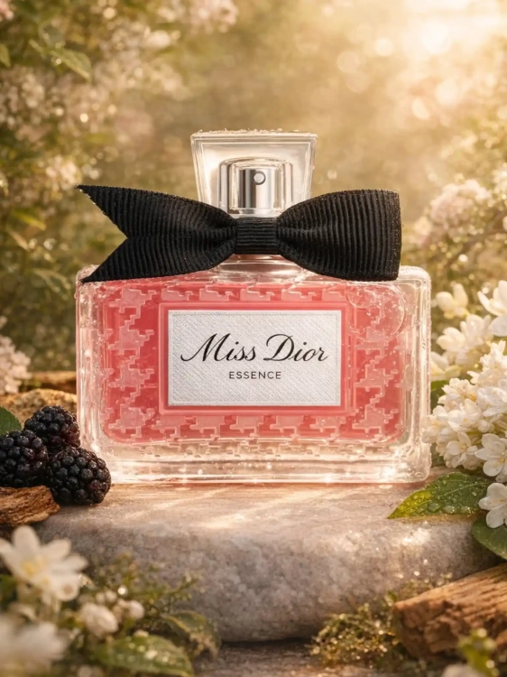 Odlewka Dior Miss Dior Essence – róża, paczula i owocowa świeżość tworzą elegancki, kobiecy zapach o nowoczesnej lekkości. Dostępny w Perfame.