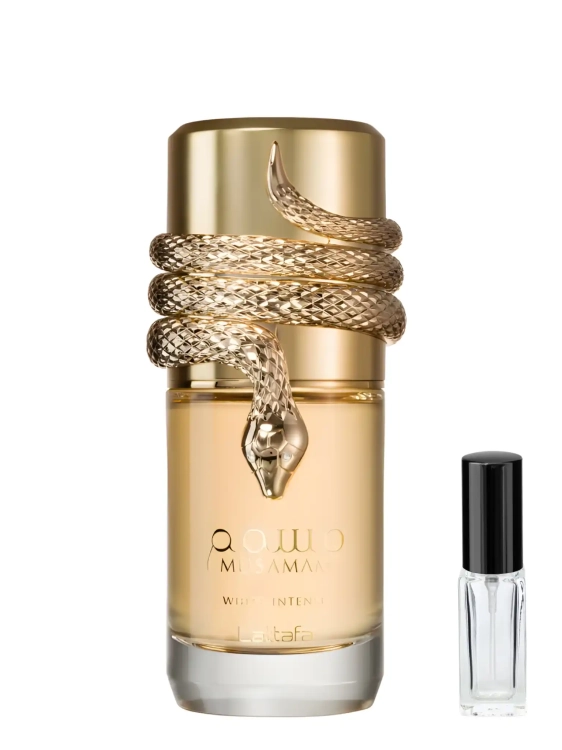 Odlewka Lattafa Musamam White Intense – białe kwiaty, wanilia i kremowa ambra tworzą elegancki, intensywny zapach o luksusowym charakterze. Dostępny w Perfame.