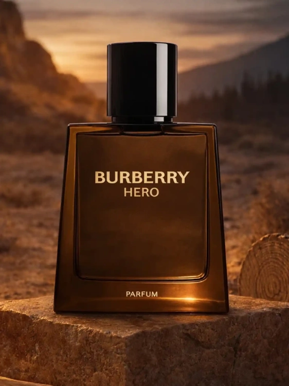 Odlewka Burberry Hero Parfum – intensywne nuty cedru, żywice i ambrowa głębia tworzą drzewny, elegancki zapach o nowoczesnej, męskiej sile. Dostępny w Perfame.