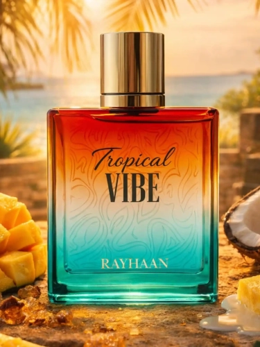 Odlewka Rayhaan Tropical – egzotyczne owoce, słodkie nuty i ambrowa baza tworzą ciepły, wakacyjny zapach. Dostępny w Perfame.