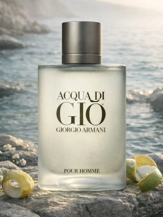 Odlewka Armani Acqua di Giò Pour Homme EDT – cytrusy, nuty morskie i białe piżmo tworzą świeży, ponadczasowy zapach. Dostępny w Perfame.