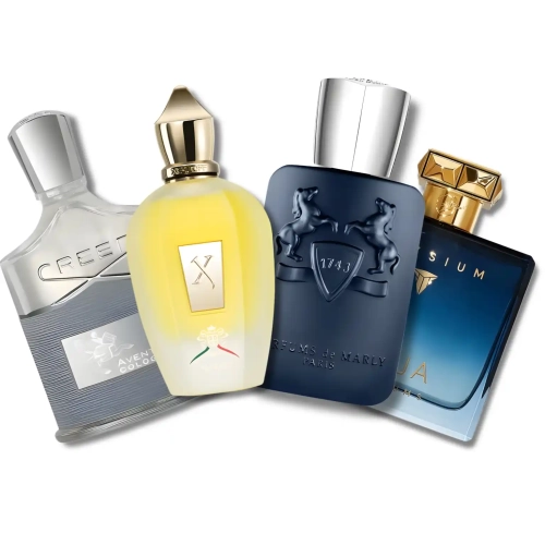 Zestaw szklanych odlewek Elita Sukcesu z kolekcji Perfame. Luksusowe, męskie kompozycje od Creed, Roja, Parfums de Marly i Xerjoff gwarantują elegancki, prestiżowy aromat.