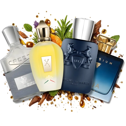 Zestaw szklanych odlewek Elita Sukcesu z kolekcji Perfame. Luksusowe, męskie kompozycje od Creed, Roja, Parfums de Marly i Xerjoff gwarantują elegancki, prestiżowy aromat.