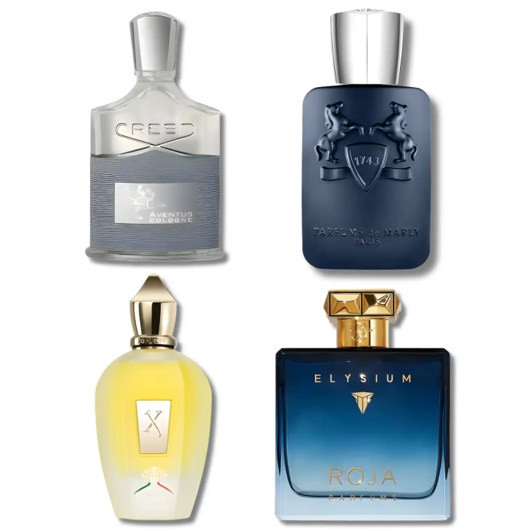 Zestaw szklanych odlewek Elita Sukcesu z kolekcji Perfame. Luksusowe, męskie kompozycje od Creed, Roja, Parfums de Marly i Xerjoff gwarantują elegancki, prestiżowy aromat.