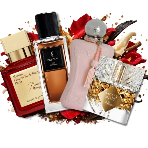 Zestaw szklanych odlewek Obiekt Pożądania w ofercie Perfame. Kwintesencja luksusu z niezwykle zmysłowymi kompozycjami Maison Francis Kurkdjian, Parfums de Marly, Kilian i YSL.