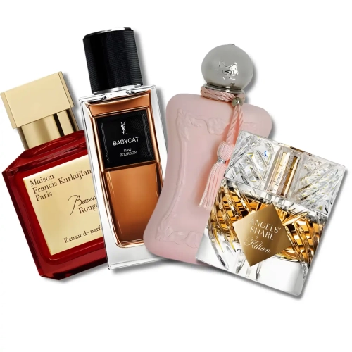 Zestaw szklanych odlewek Obiekt Pożądania w ofercie Perfame. Kwintesencja luksusu z niezwykle zmysłowymi kompozycjami Maison Francis Kurkdjian, Parfums de Marly, Kilian i YSL.