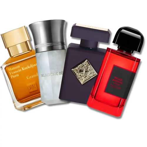 Zmysłowy zestaw szklanych odlewek Sztuka Uwodzenia w ofercie Perfame. Ciepłe i intrygujące nuty Initio, MFK i BDK idealnie sprawdzą się na wieczorne, romantyczne spotkania.