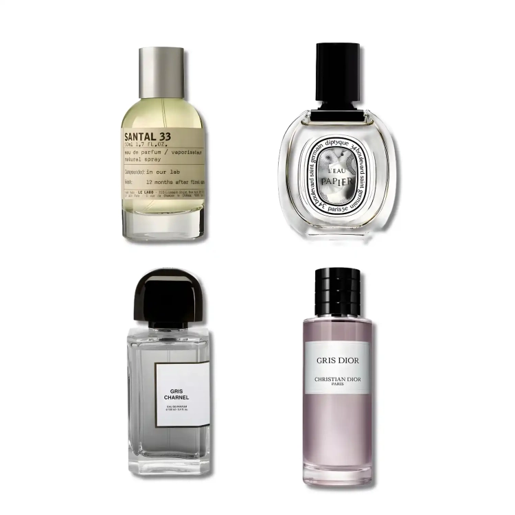 Minimalistyczny zestaw odlewek Druga Skóra od Perfame. Intymne, piżmowe i drzewne zapachy Le Labo, Diptyque czy Gris Dior perfekcyjnie stapiają się z naturalnym zapachem ciała.