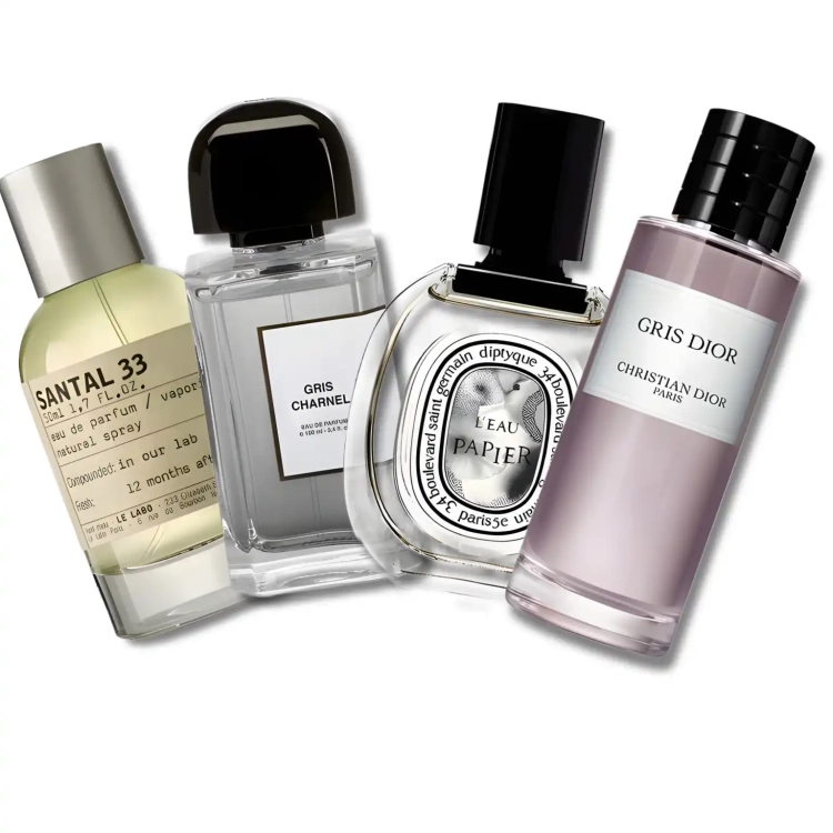 Minimalistyczny zestaw odlewek Druga Skóra od Perfame. Intymne, piżmowe i drzewne zapachy Le Labo, Diptyque czy Gris Dior perfekcyjnie stapiają się z naturalnym zapachem ciała.