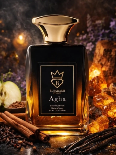 Szklana odlewka orientalnego aromatu Agha Bujairami z kolekcji Perfame. Intensywne, korzenne akordy tworzą bogatą i wyrazistą kompozycję.