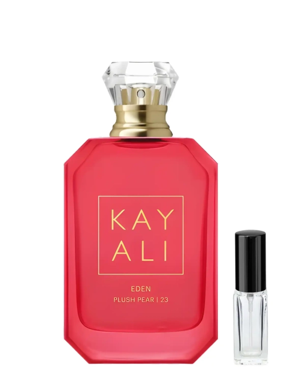 Odlewka kwiatowo-owocowej wody KAYALI Eden Plush Pear od Perfame. Nuty soczystej gruszki nadają kompozycji lekki, dziewczęcy urok.
