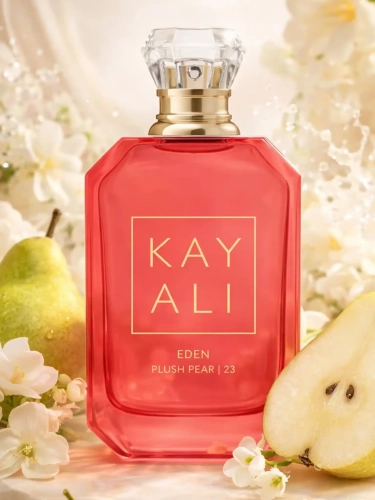Odlewka kwiatowo-owocowej wody KAYALI Eden Plush Pear od Perfame. Nuty soczystej gruszki nadają kompozycji lekki, dziewczęcy urok.